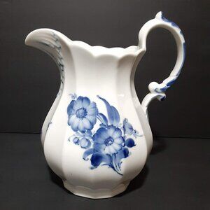 Vintage Royal Copenhagen Blue Flower Handled Pitcher Jug Denmark 7.75"